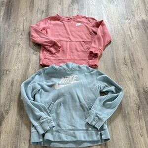 Nike Kids Pink and Light Blue Hoodies